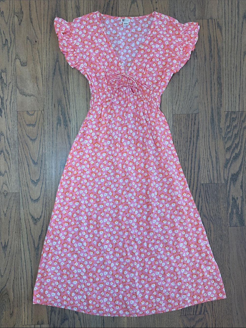Billabong Women’s Picnic Date Midi Dress Pink Floral Size X-Small